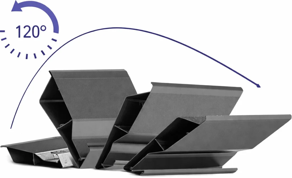 Advanced aluminum louver system with precision 120-degree rotation for improved insulation and weather-tight performance